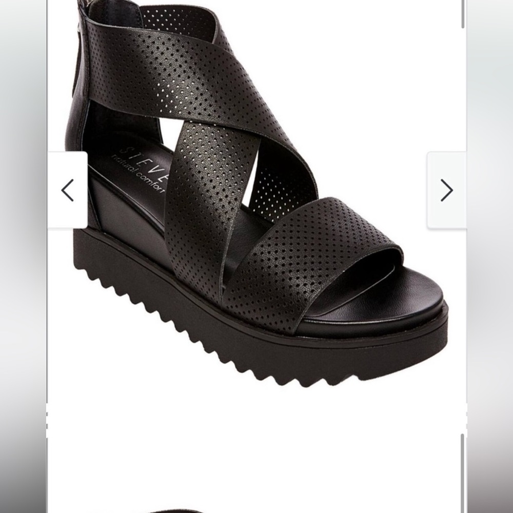 Steve Madden Natural Comfort Black Strappy Wedge
Sandal Size Chunky Platform